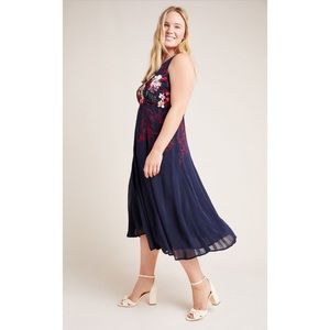tanzine embroidered midi dress